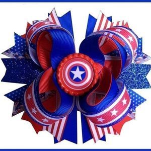 4.5 INCH CAPTAIN AMERICA HAIRBOW